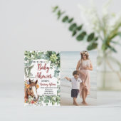 Waterverf Paard Bloemen Custom Foto Baby shower Briefkaart (Staand voorkant)