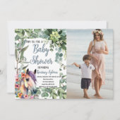 Waterverf Paard Bloemen Custom Foto Baby shower Kaart (Voorkant)