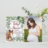 Waterverf Paard Bloemen Custom Foto Baby shower Kaart (Staand voorkant)