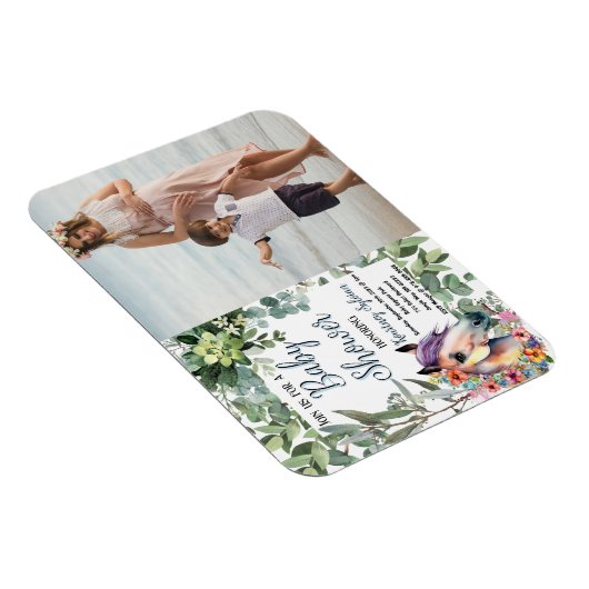 Waterverf Paard Bloemen Custom Foto Baby shower Magneet (Rechterzijde)