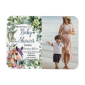 Waterverf Paard Bloemen Custom Foto Baby shower Magneet (Horizontaal)