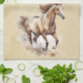 Waterverf Paard Boerderij Dierenrijden Ruiter Theedoek (Gevouwen)