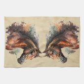 Waterverf Paard Boerderij Dierenrijden Ruiter Theedoek (Horizontaal)