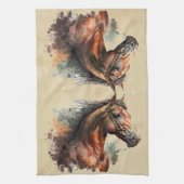 Waterverf Paard Boerderij Dierenrijden Ruiter Theedoek (Verticaal)