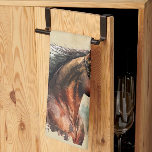 Waterverf Paard Boerderij Dierenrijden Ruiter Theedoek (Derde Gevouwen)