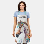 Waterverf Paard Boho Flowers Herfst Moody Land Schort (Gedragen)