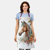 Waterverf Paard Boho Flowers Herfst Moody Land Schort (Gedragen)