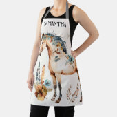 Waterverf Paard Boho Land Bloemen herfst Naam Schort (Insitu)