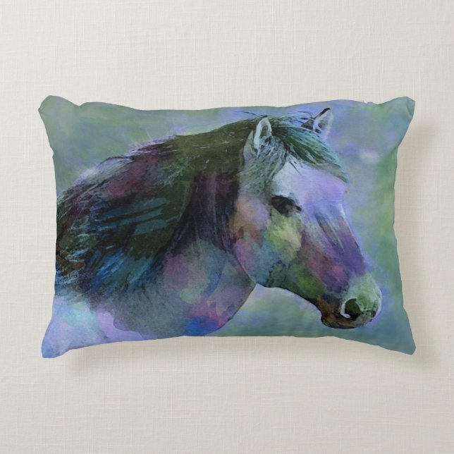 Waterverf paard decoratief kussen (Voorkant)