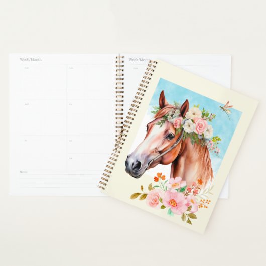 Waterverf Paard en Bloemen Spiral Planner Boek (Display)