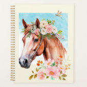 Waterverf Paard en Bloemen Spiral Planner Boek (Voorkant)