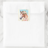 Waterverf Paard en Bloemen Stickers (Tas)