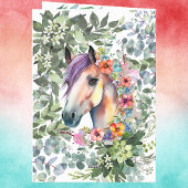 Waterverf paard en botanisch Baby shower Folie Wenskaart