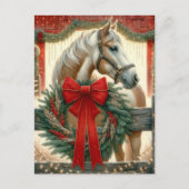Waterverf Paard en Feestelijk Boerderij Kerst Feestdagenkaart (Voorkant)