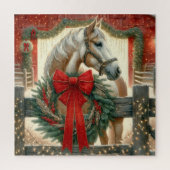 Waterverf Paard en Feestelijk Boerderij Kerst Legpuzzel (Verticaal)