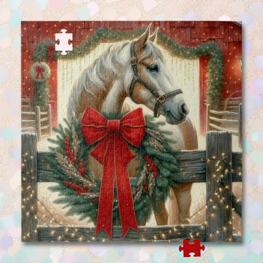 Waterverf Paard en Feestelijk Boerderij Kerst Legpuzzel
