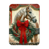 Waterverf Paard en Feestelijk Boerderij Kerst Magneet (Verticaal)