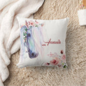 Waterverf paard en roos werppijp kussen (Deken)