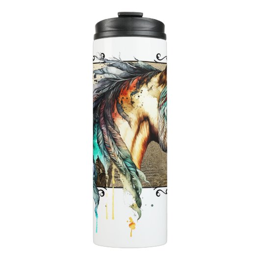 Waterverf paard en sleutel thermosbeker (Voorkant)