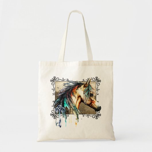 Waterverf paard en sleutel tote bag (Voorkant)