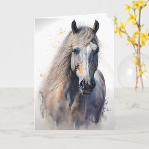 Waterverf paard gepersonaliseerd paarden Wenskaart Kaart