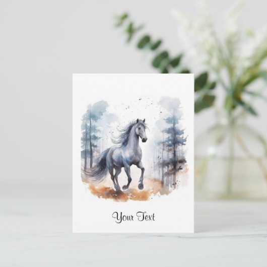 Waterverf Paard in Bos Gepersonaliseerd Briefkaart (Staand voorkant)