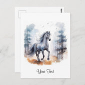 Waterverf Paard in Bos Gepersonaliseerd Briefkaart (Voorkant / Achterkant)