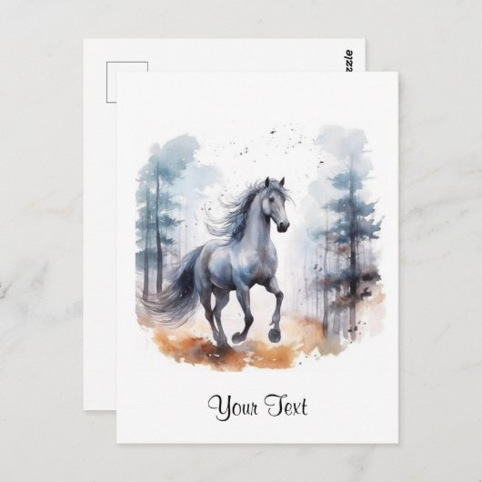 Waterverf Paard in Bos Gepersonaliseerd Briefkaart (Voorkant / Achterkant)