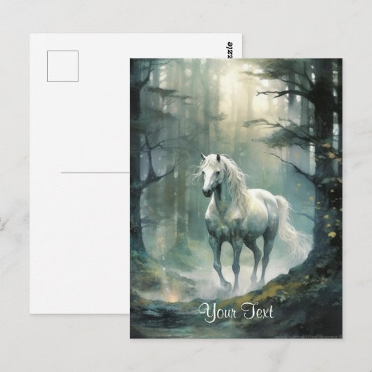 Waterverf Paard in Bos Gepersonaliseerd Briefkaart (Voorkant / Achterkant)