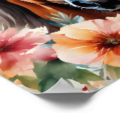 Waterverf Paard Omgeven door Flowers Poster (Hoek)