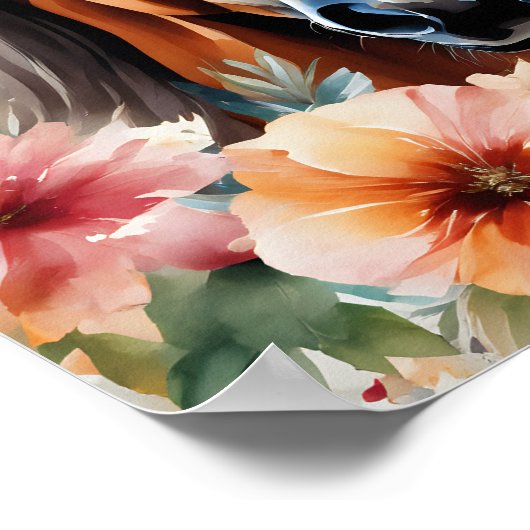 Waterverf Paard Omgeven door Flowers Poster (Hoek)