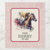 Waterverf Paard Praat Derby tegen mij Wijn Etiket (Enkel label)