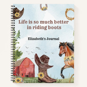 Waterverf paard Riding Citaat Boerderij Land Girl Notitieboek