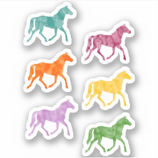 Waterverf paard silhouet sticker pack (Voorkant)