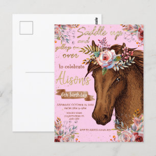 Waterverf paard verjaardag paard feestje briefkaart