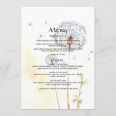 Waterverf paardebloem bruiloft menu (Voorkant)
