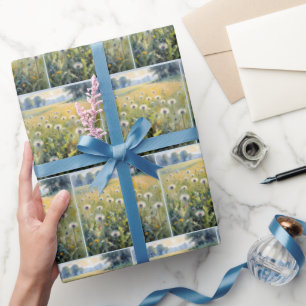 Waterverf paardebloem veld cadeaupapier