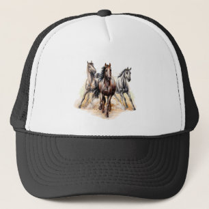 Waterverf paarden Boerderij Animal Art Trucker Pet
