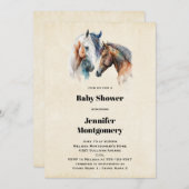 Waterverf Paarden Boho Dripping Paint Baby shower Kaart (Voorkant / Achterkant)