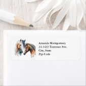 Waterverf Paarden Boho Dripping Paint Etiket (Insitu)