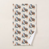 Waterverf Paarden Boho Dripping Paint Pattern Bad Handdoek (Handdoek)