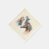 Waterverf Paarden Boho Dripping Paint Servet (Hoek)