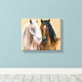 Waterverf paarden canvas afdruk (Insitu (Houten vloer))