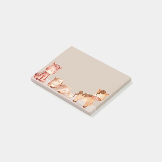 Waterverf Paarden Cartoon Tekening Post-it® Notes (Schuin)