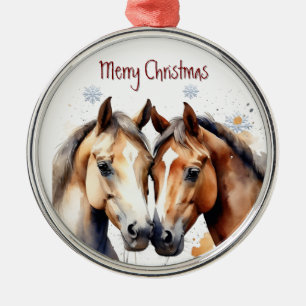 Waterverf Paarden Dieren Natuur Kunst Metalen Ornament