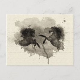 Waterverf Paarden fokkerij na Kaart