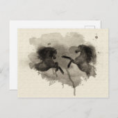 Waterverf Paarden fokkerij na Kaart (Voorkant / Achterkant)