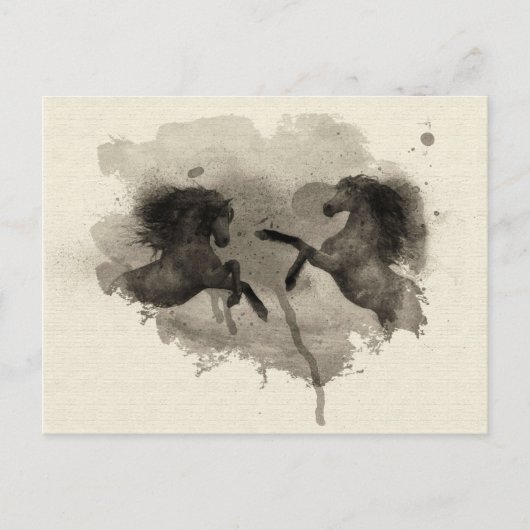 Waterverf Paarden fokkerij na Kaart (Voorkant)