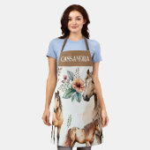 Waterverf Paarden herfst Bloemen Boho Pastel Naam Schort (Gedragen)