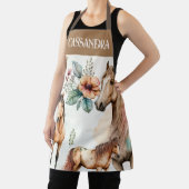 Waterverf Paarden herfst Bloemen Boho Pastel Naam Schort (Insitu)